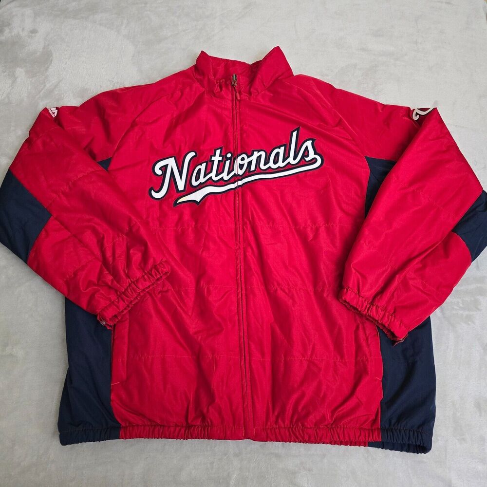 Majestic Washington Nationals Jacket Men's 2XL Red Full Zip Therma Base Coat